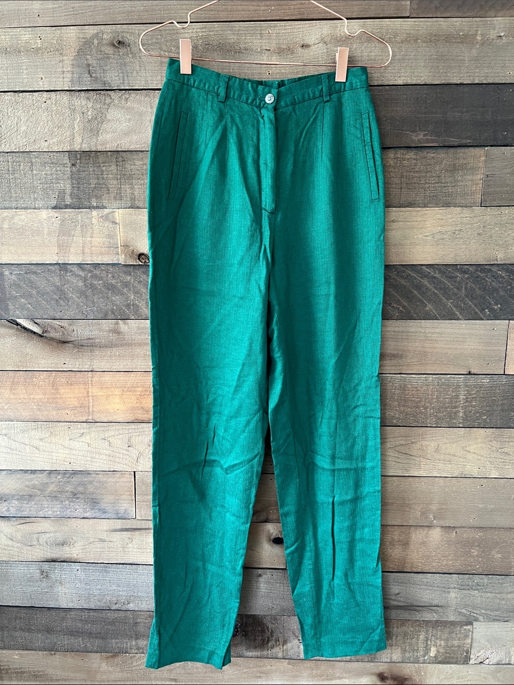 Polarn & Pyret Vintage Women's Green Linen Blend Pants Size UK38 US6